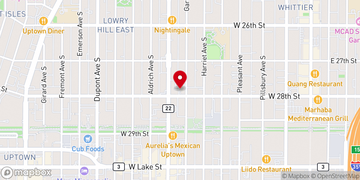 Map showing location of First Christian Church (Disciples of Christ) Minneapolis