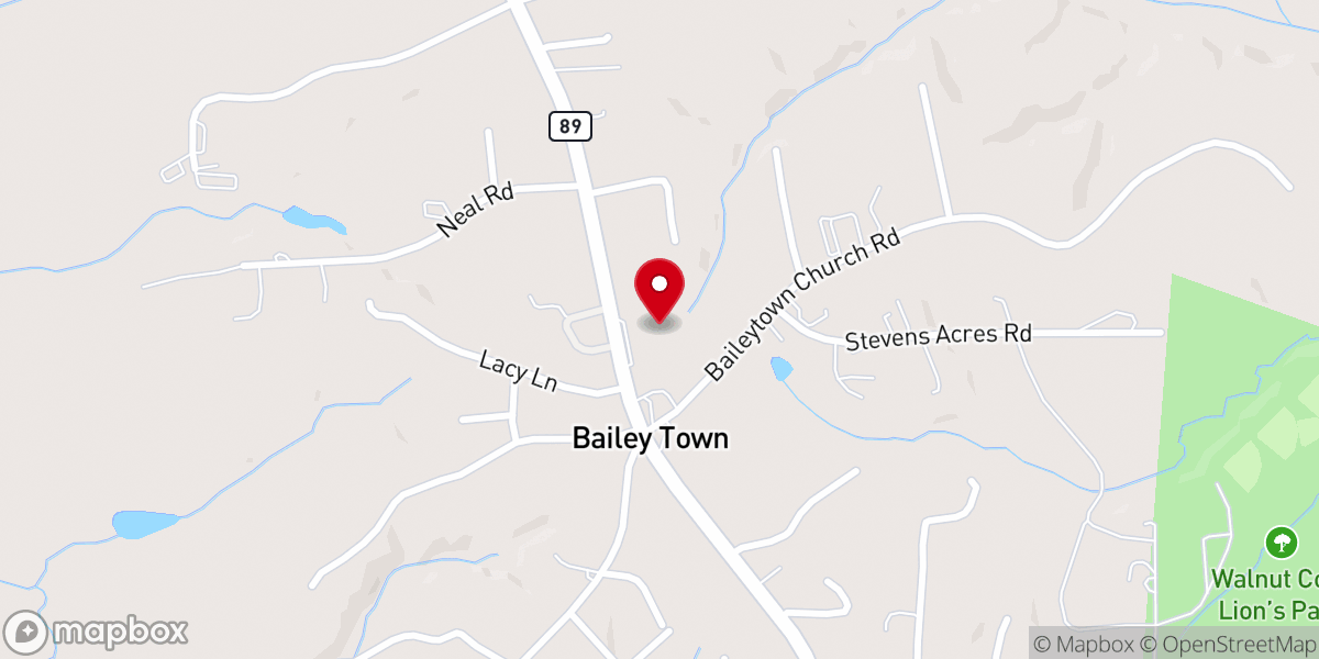 Map showing location of Willow Oak Baptist Church