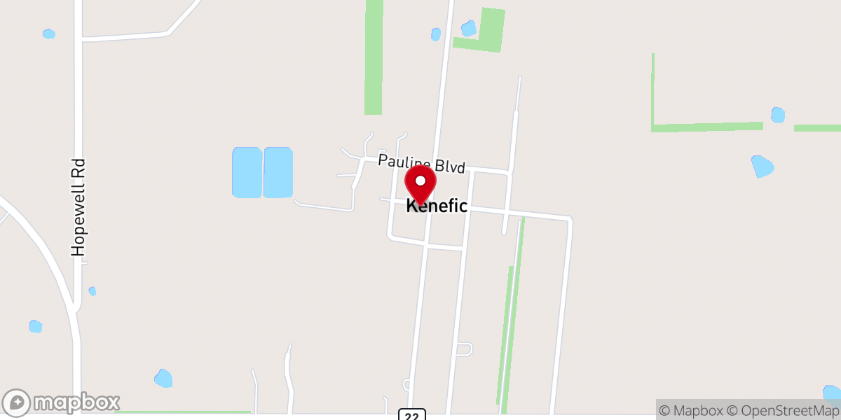 Map showing location of Kenefic First Baptist Church