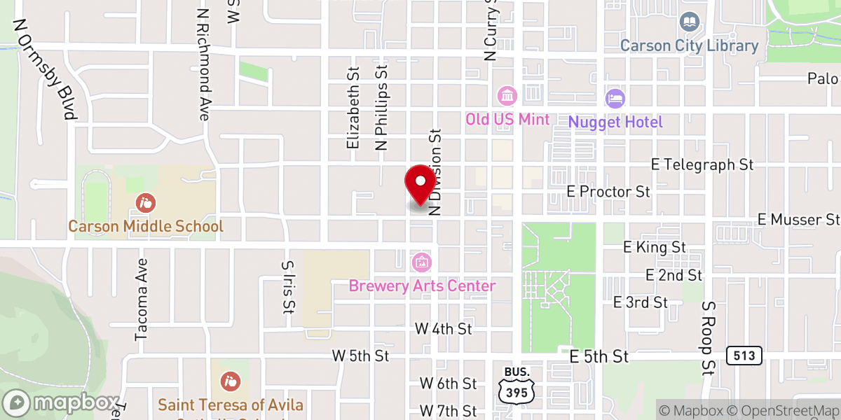 Map showing location of First United Methodist Church Carson