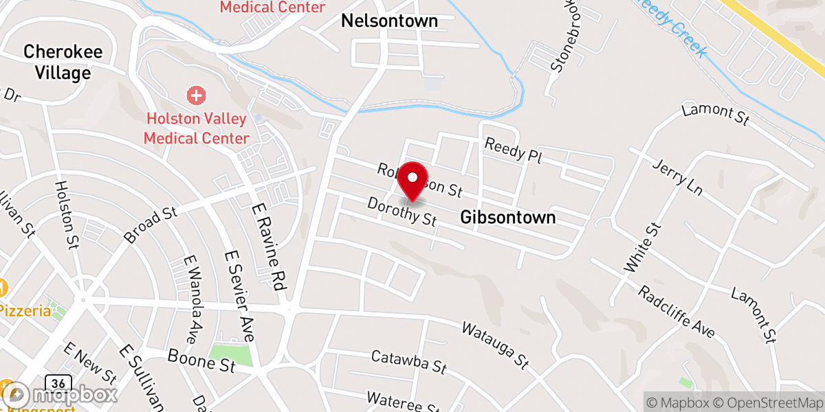 Map showing location of Gibsontown Ministries