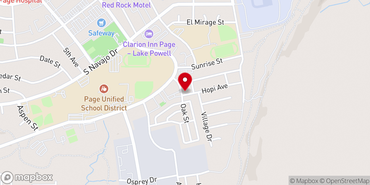 Map showing location of Page Navajo Congregation