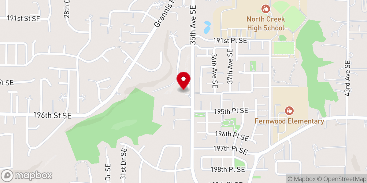 Map showing location of North Creek Baptist Church