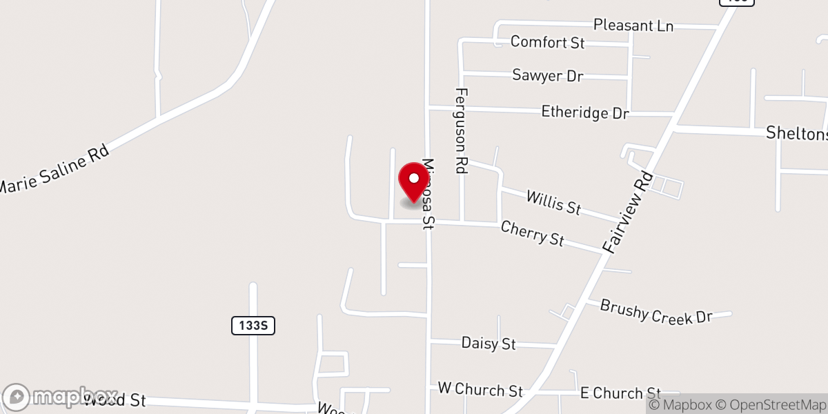 Map showing location of First Free Will Baptist Church
