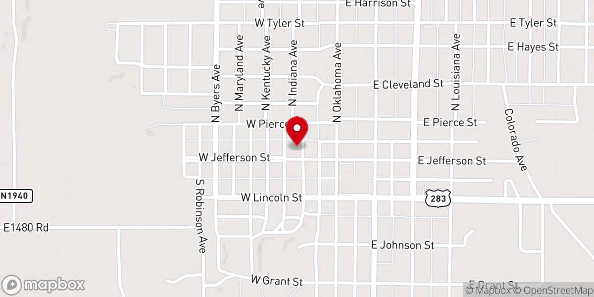 Map showing location of First Methodist Church of Mangum