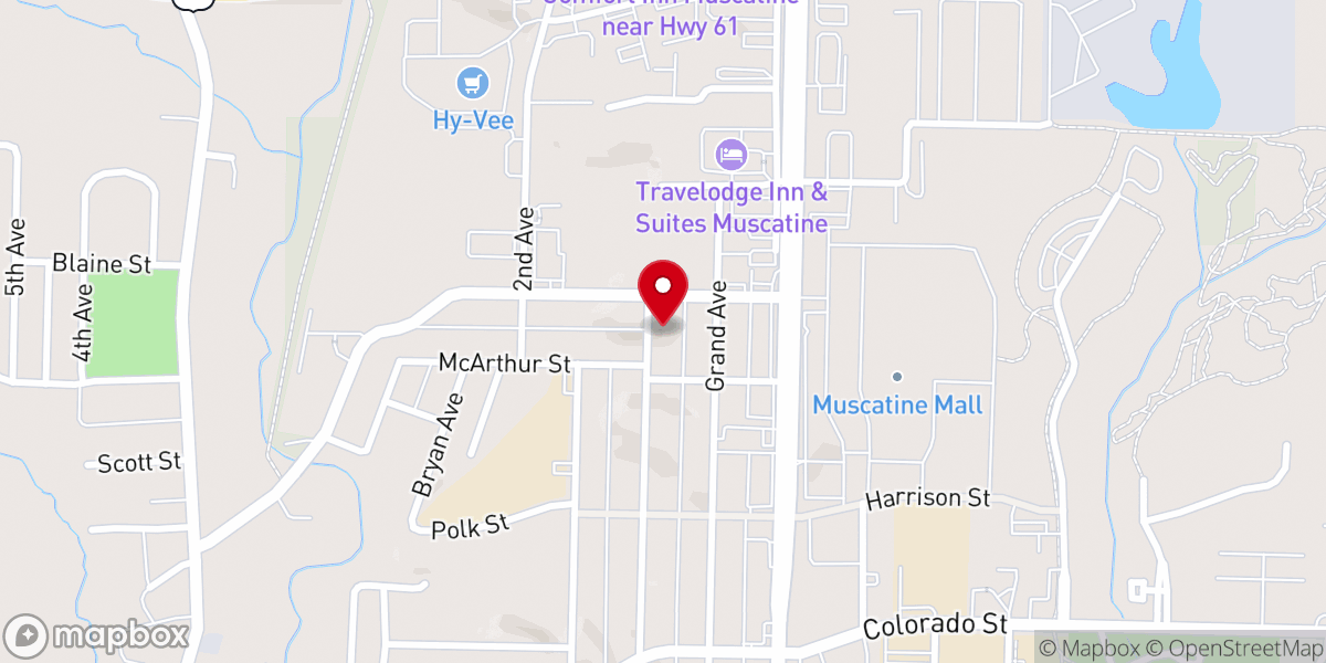 Map showing location of Muscatine Bible Missionary Church