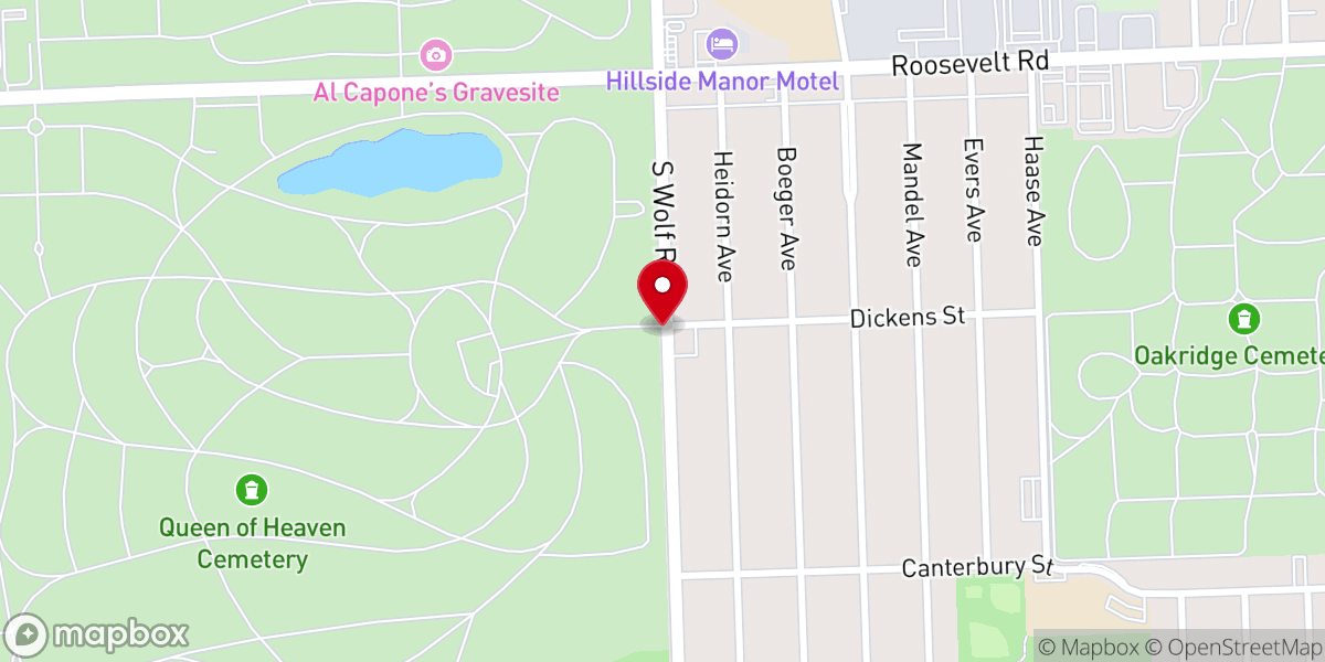 Map showing location of Archdiocese of Chicago, Catholic Cemeteries