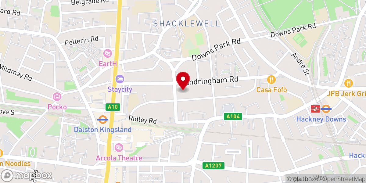Map showing location of St Mark’s, Dalston