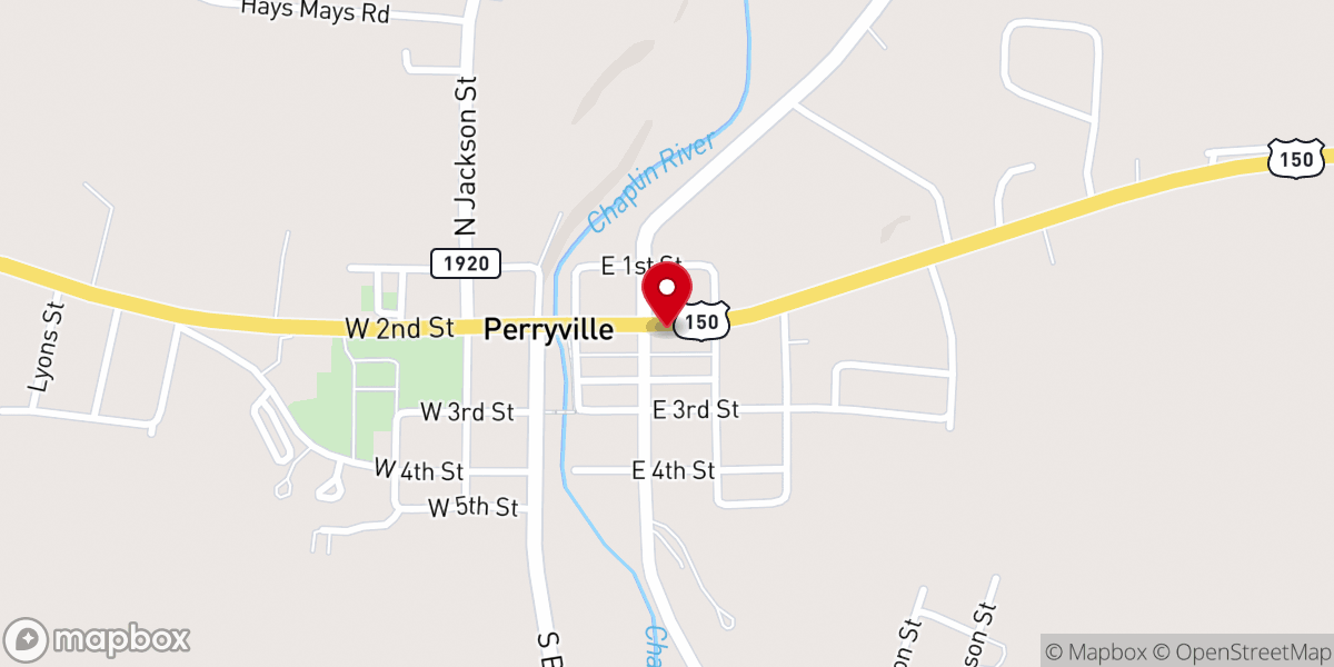 Map showing location of Perryville Baptist Church
