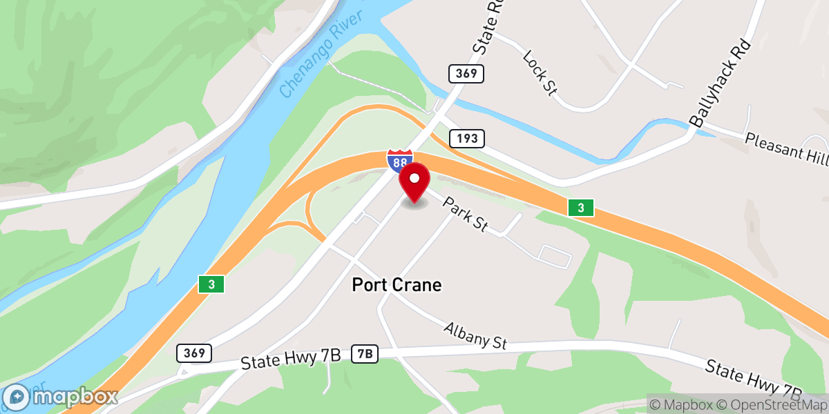 Map showing location of First Baptist Church of Port Crane