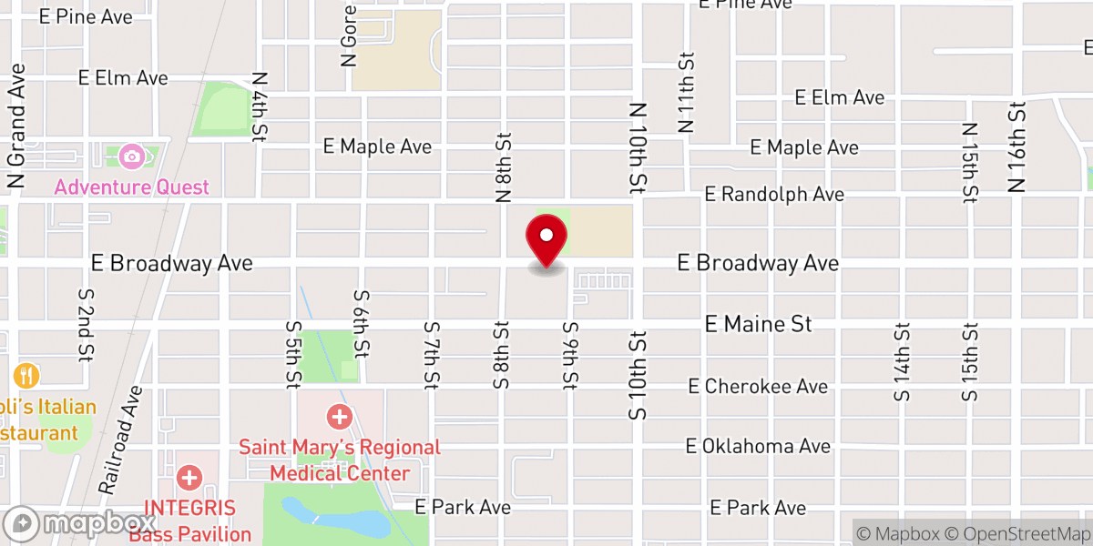 Map showing location of Open Door Church Enid