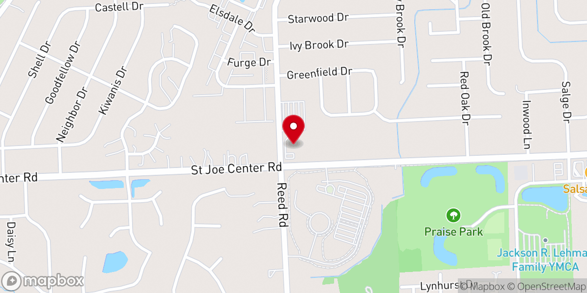 Map showing location of St. Joe United Methodist Church