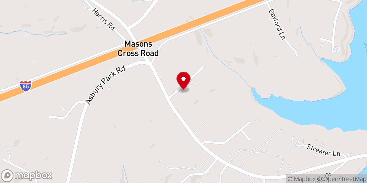 Map showing location of Asbury Bapist Church, Anderson, SC