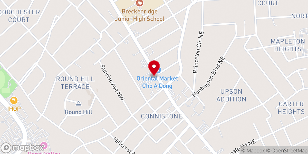 Map showing location of Oakland Baptist Church