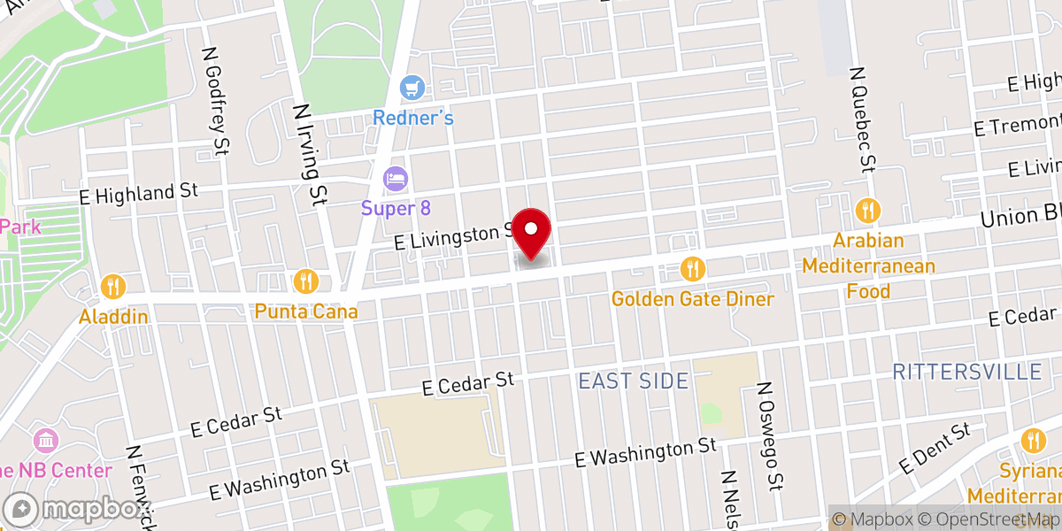 Map showing location of Iglesia Rescatando Almas