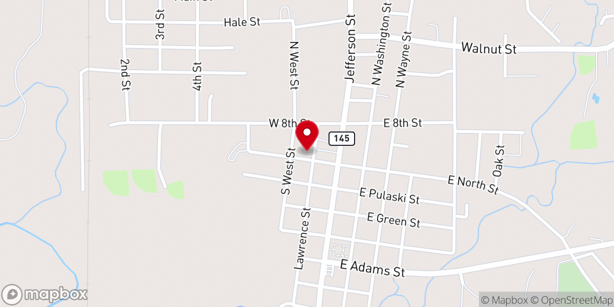 Map showing location of First Baptist Church