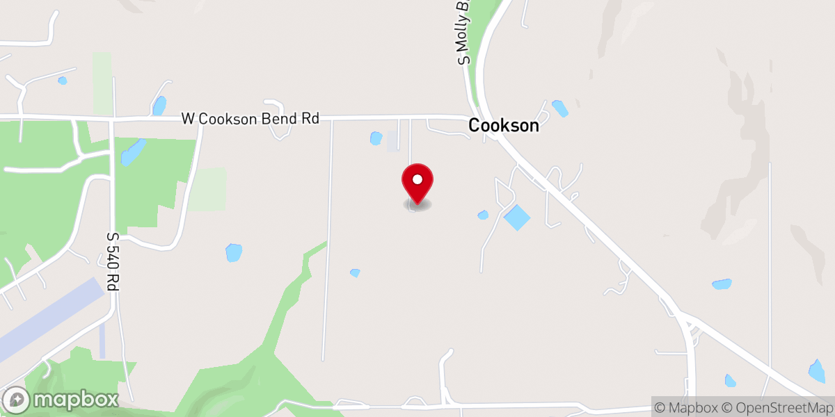 Map showing location of Cookson Lutheran Church