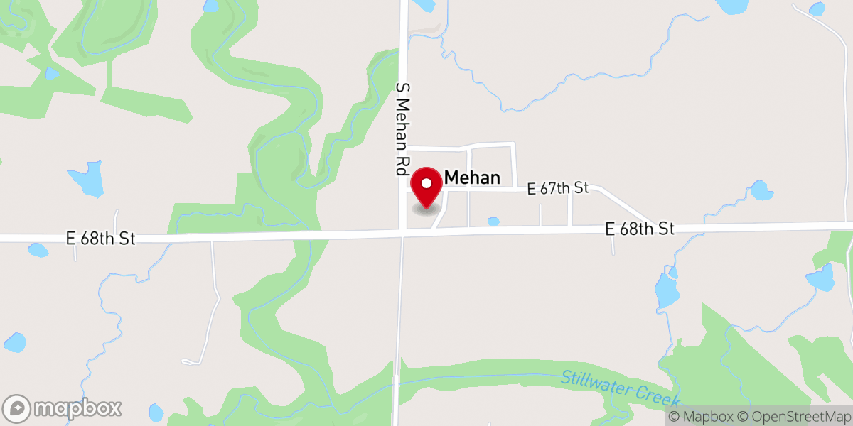 Map showing location of Mehan Union Church