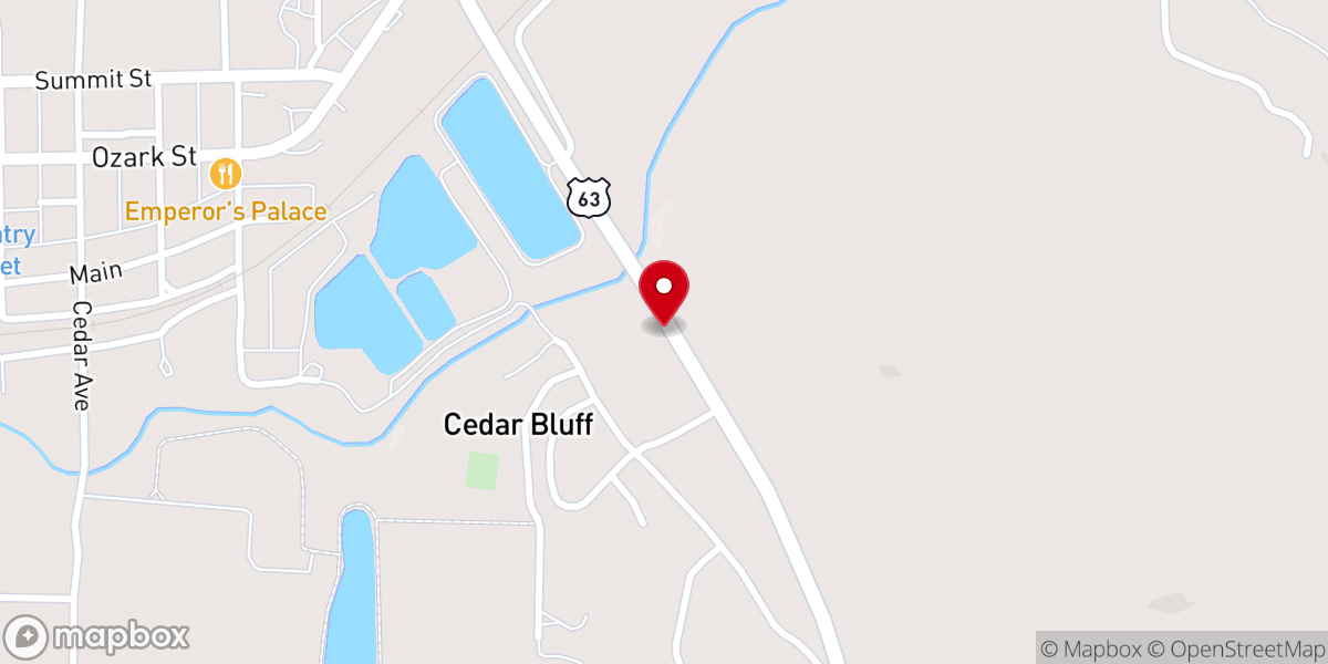 Map showing location of Cabool Victory Worship Center