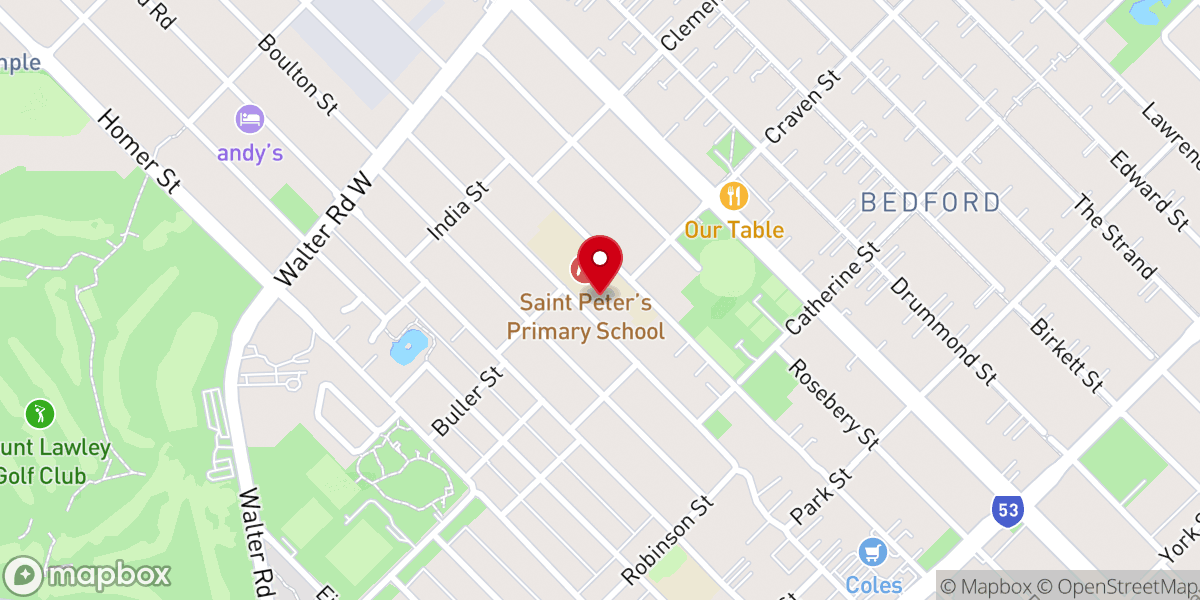 Map showing location of Saint Peter the Apostle Catholic Church