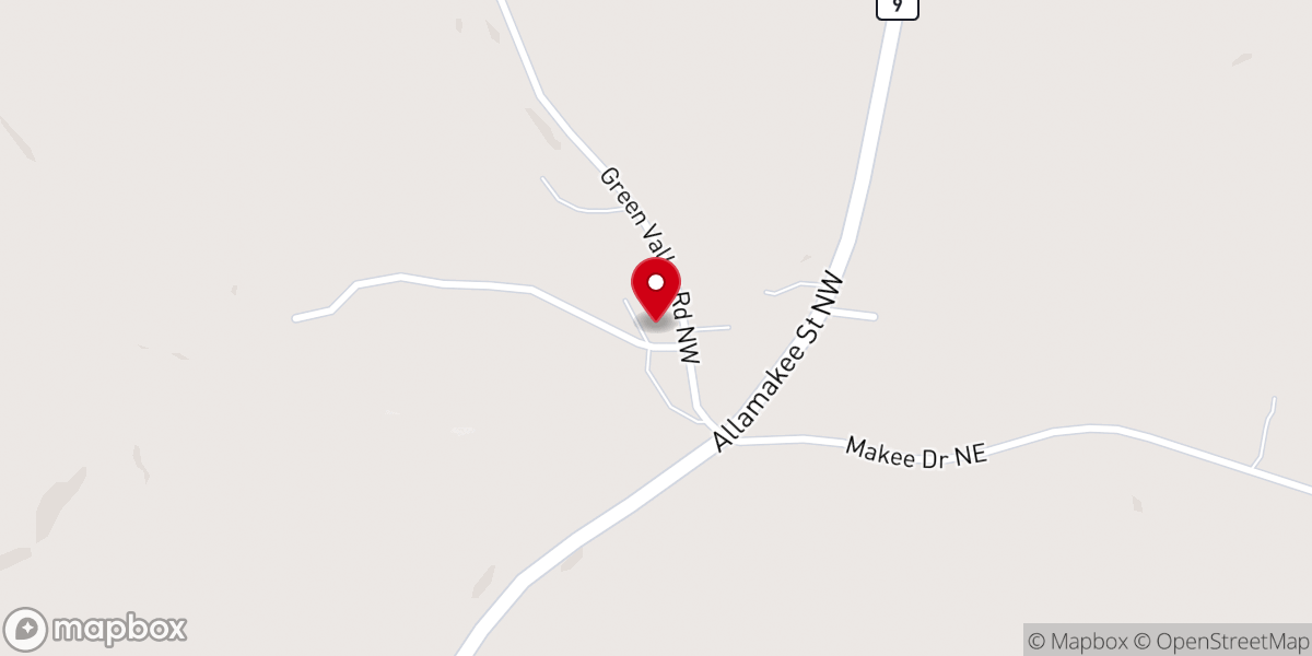 Map showing location of Calvary Baptist Church