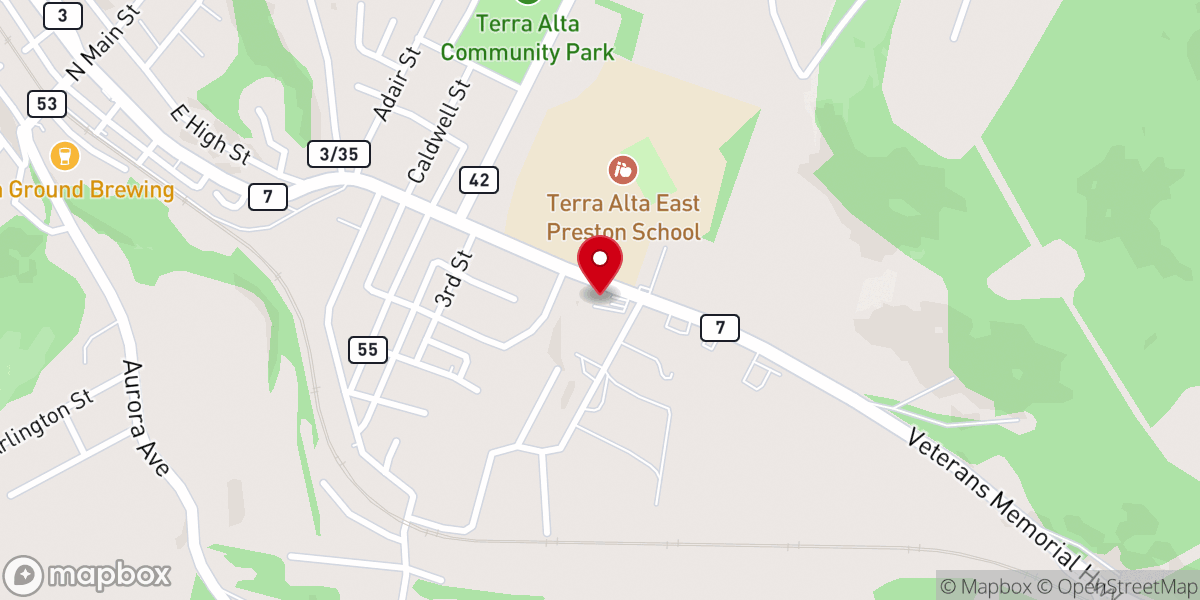 Map showing location of Hill Crest Chapel