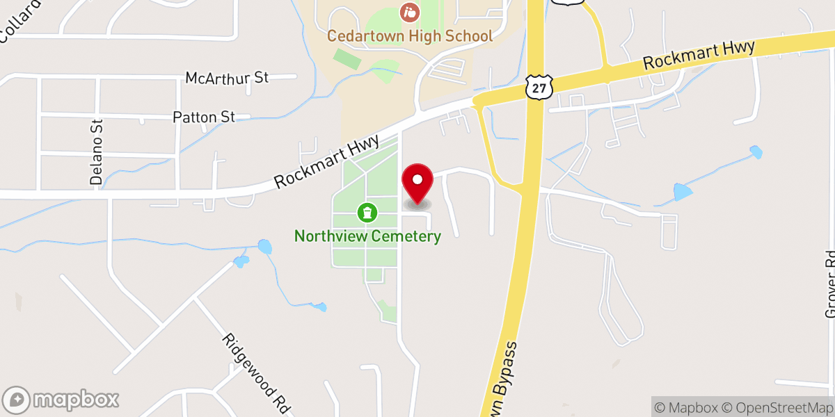 Map showing location of Cedartown Seventh-day Adventist Church