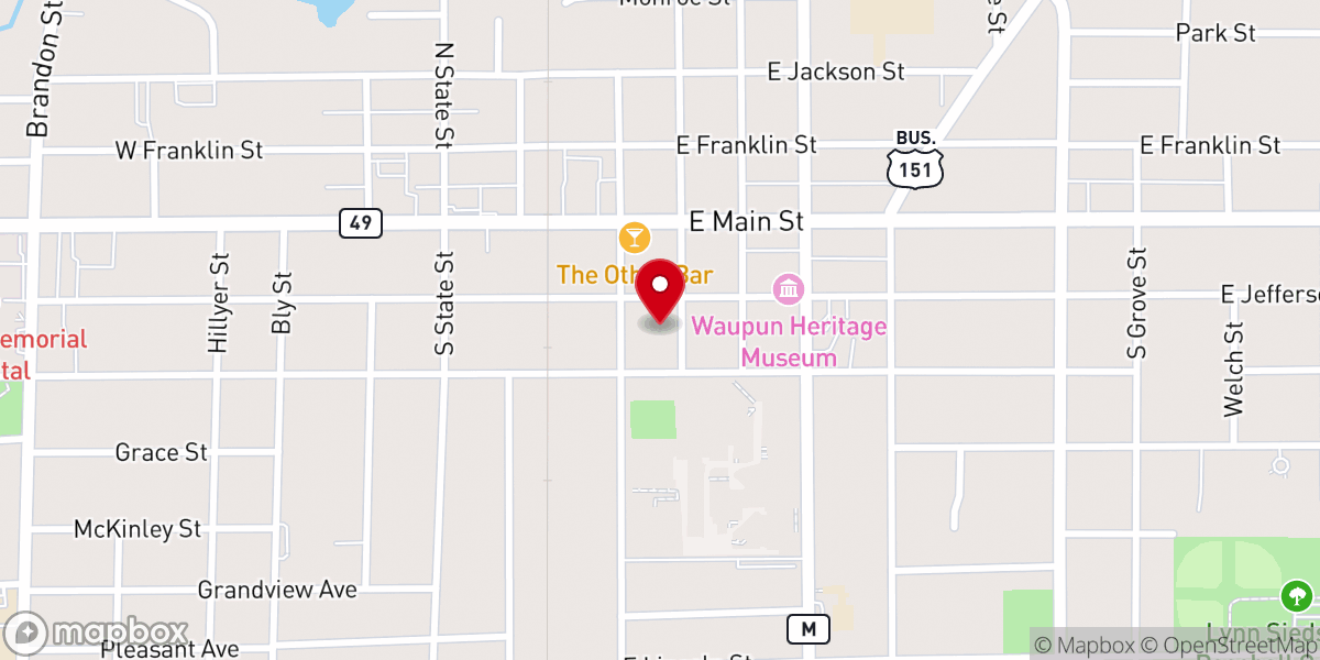 Map showing location of Wesley Center - Waupun United Methodist Church