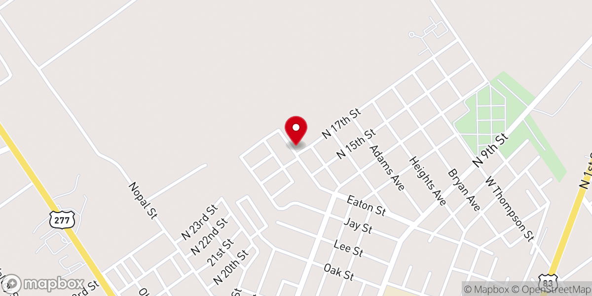 Map showing location of Carrizo Springs Seventh-day Adventist Church