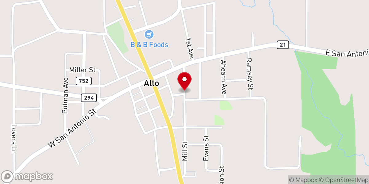 Map showing location of Assembly of God Church
