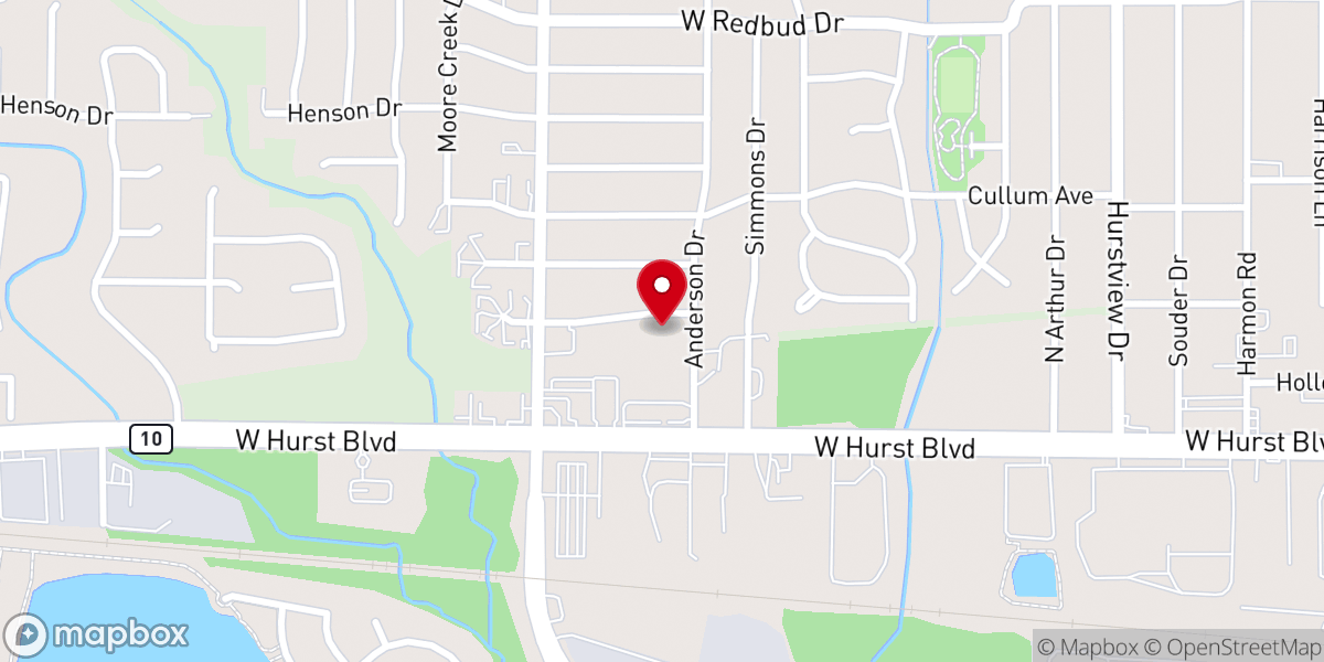 Map showing location of Hurst Baptist Church