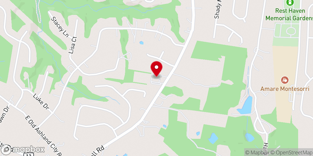 Map showing location of Excell Baptist Church