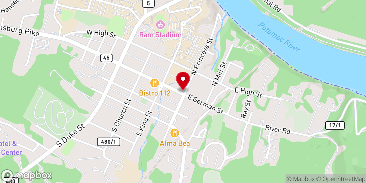 Map showing location of Historic Shepherdstown Commission & Museum