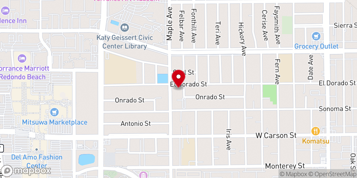 Map showing location of First Christian Church of Torrance