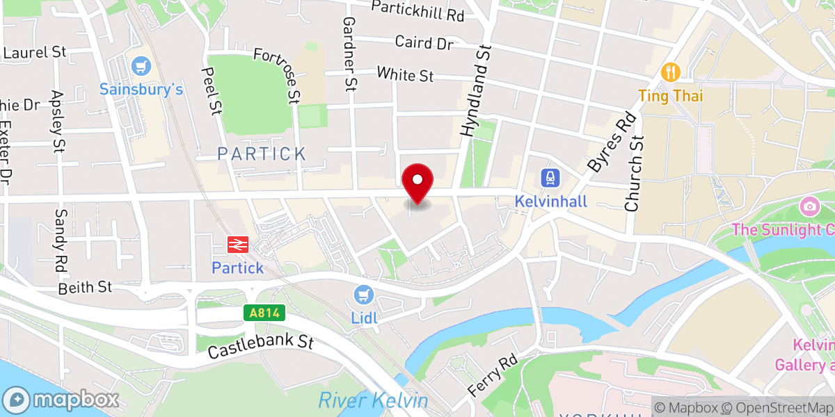 Map showing location of Partick Victoria Park Church