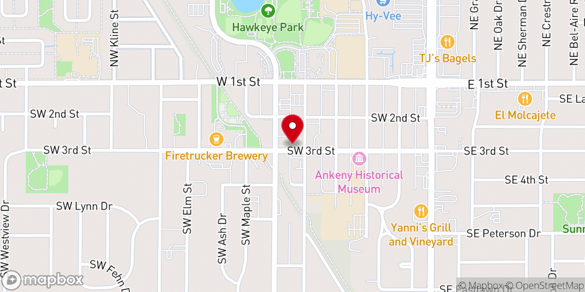 Map showing location of Leaning Tower of Pizza - Uptown Ankeny