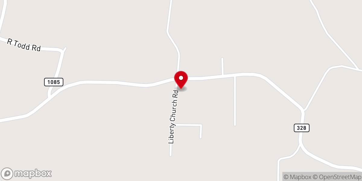 Map showing location of Liberty Baptist Church