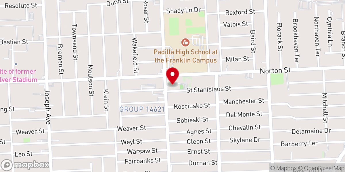 Map showing location of St. Stanislaus Kostka Church