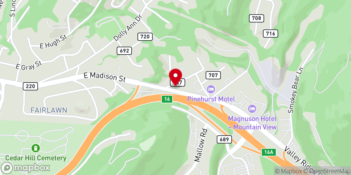 Map showing location of Wrightsville Baptist Church