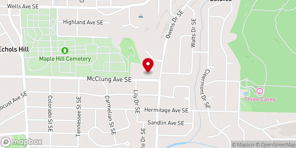 Map showing location of Cornerstone Presbyterian Church