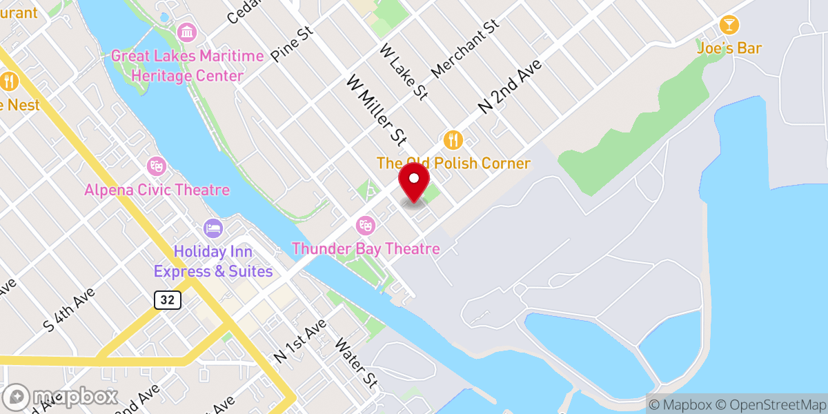 Map showing location of E-Free Church Alpena Campus