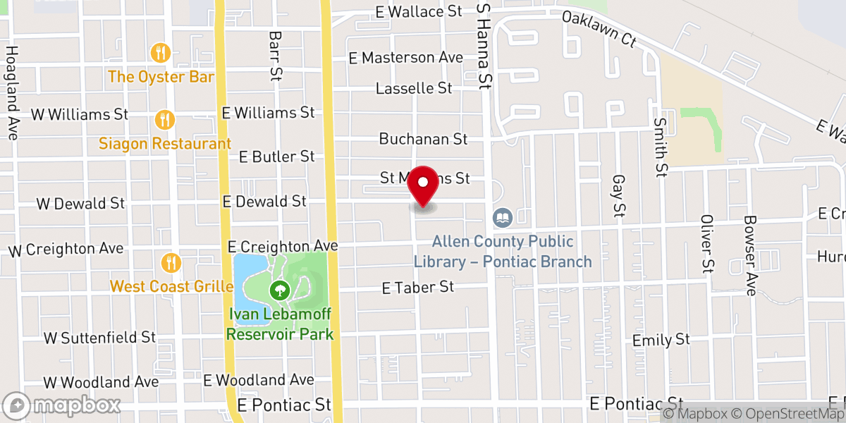Map showing location of St. Peter's Pavilion