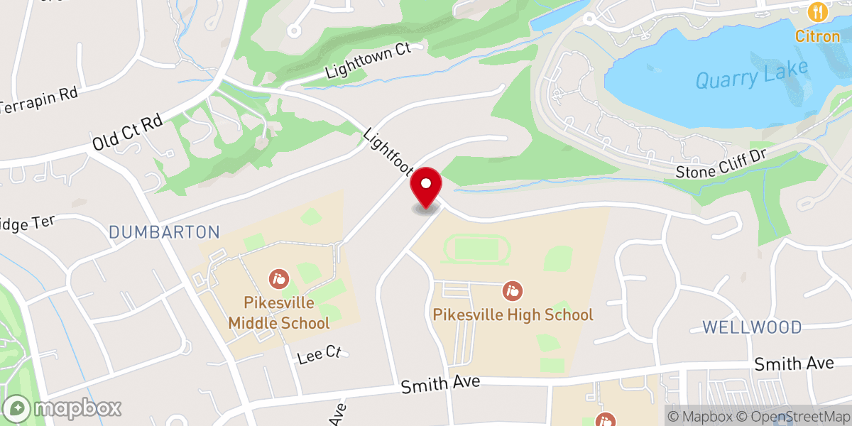 Map showing location of Pikesville Jewish Congregation