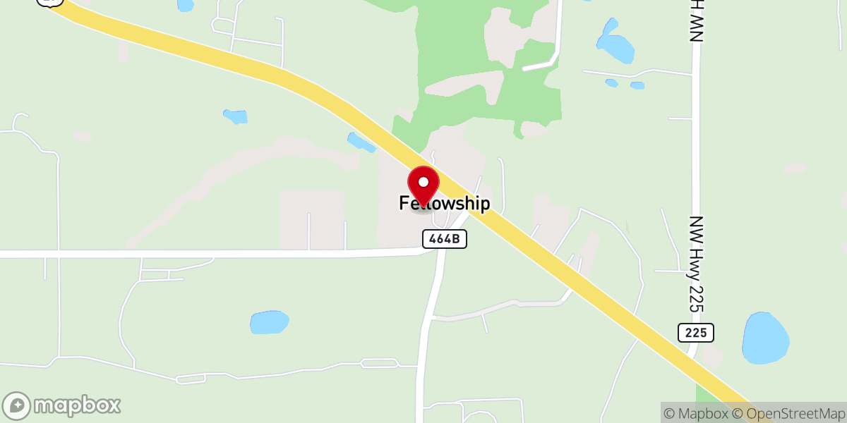 Map showing location of Fellowship Baptist Church