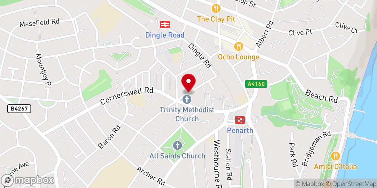 Map showing location of Penarth Methodist Church Room Hire