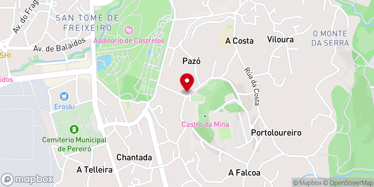 Map showing location of Iglesia de Santa María de Castrelos
