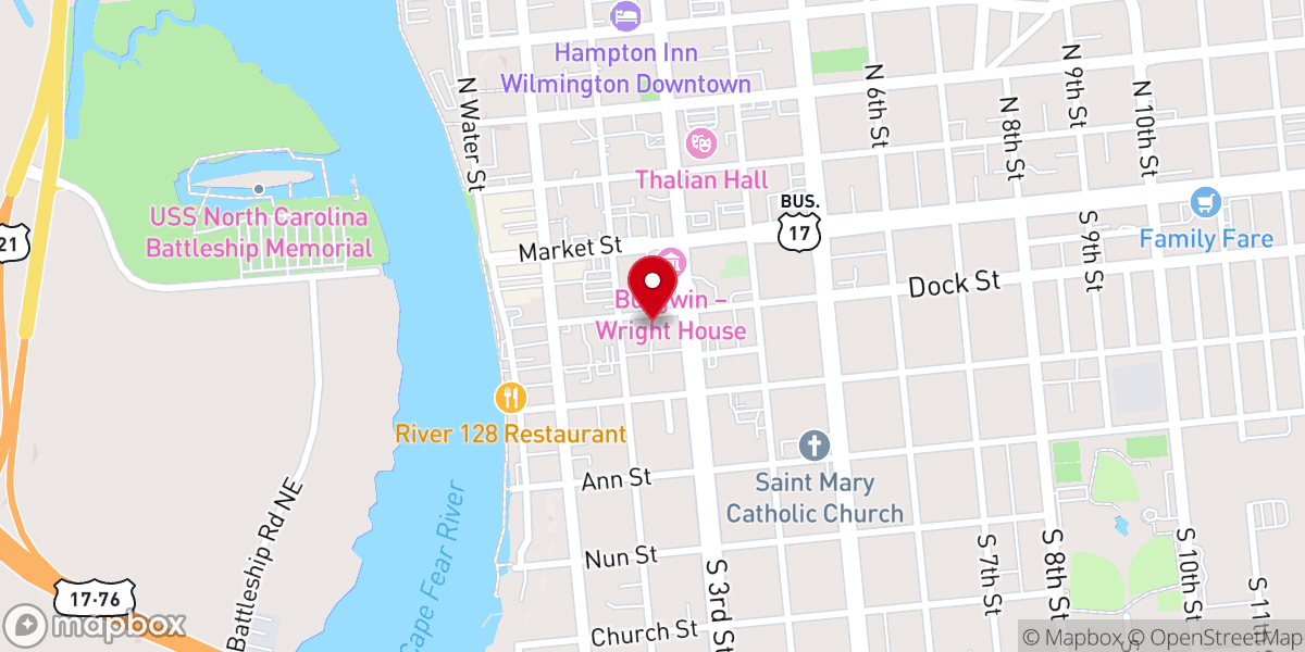 Map showing location of Saint Thomas Preservation Hall