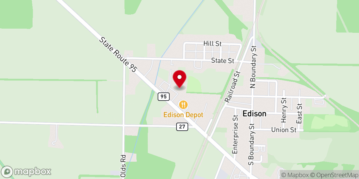 Map showing location of Edison Enterprise Baptist Church