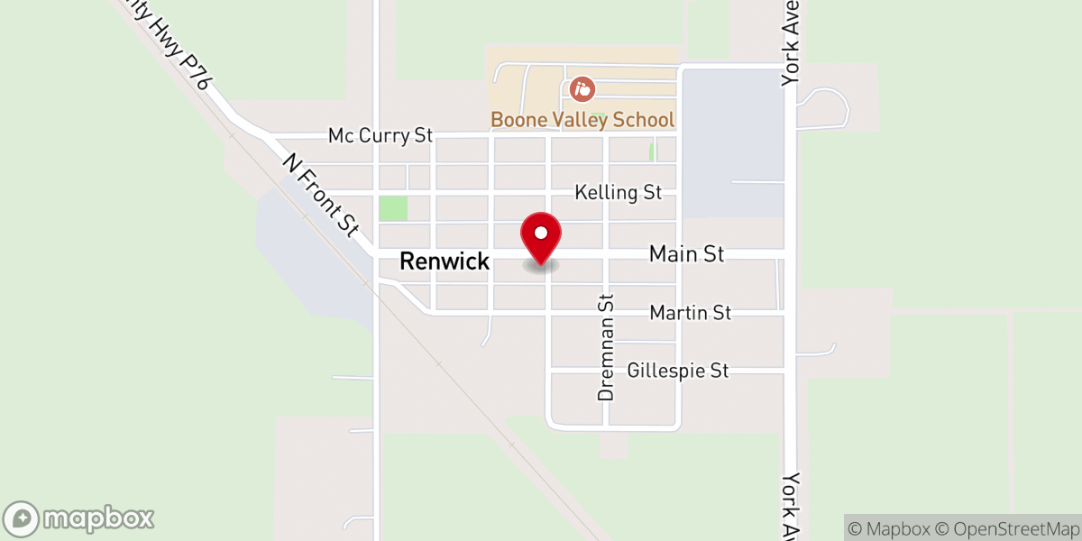 Map showing location of Renwick Baptist Church