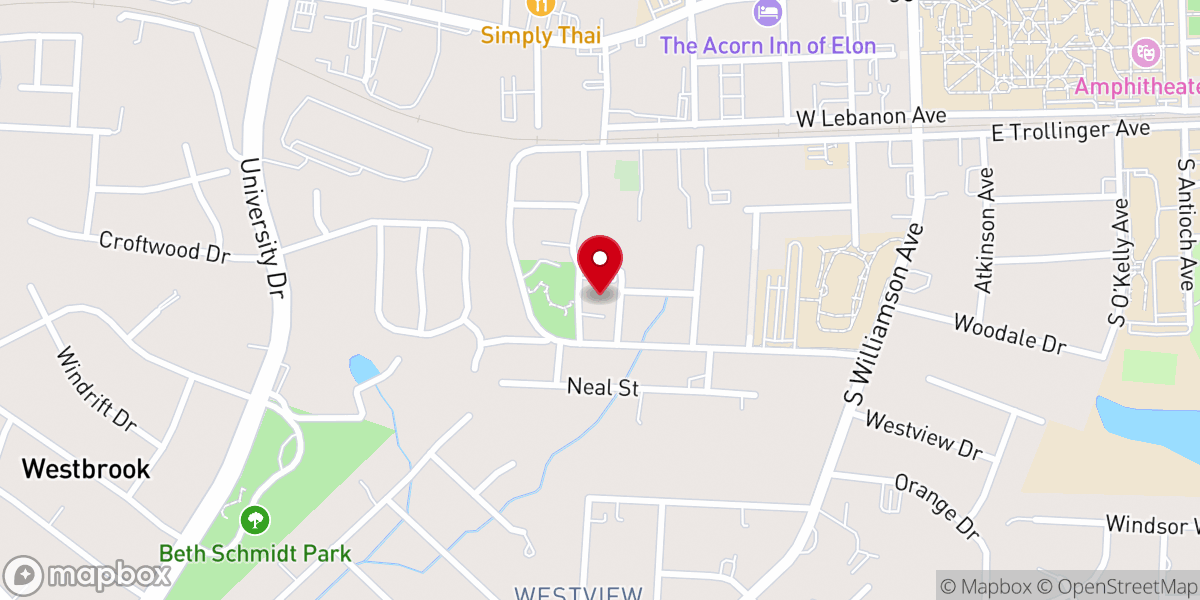Map showing location of Elon First Baptist Church